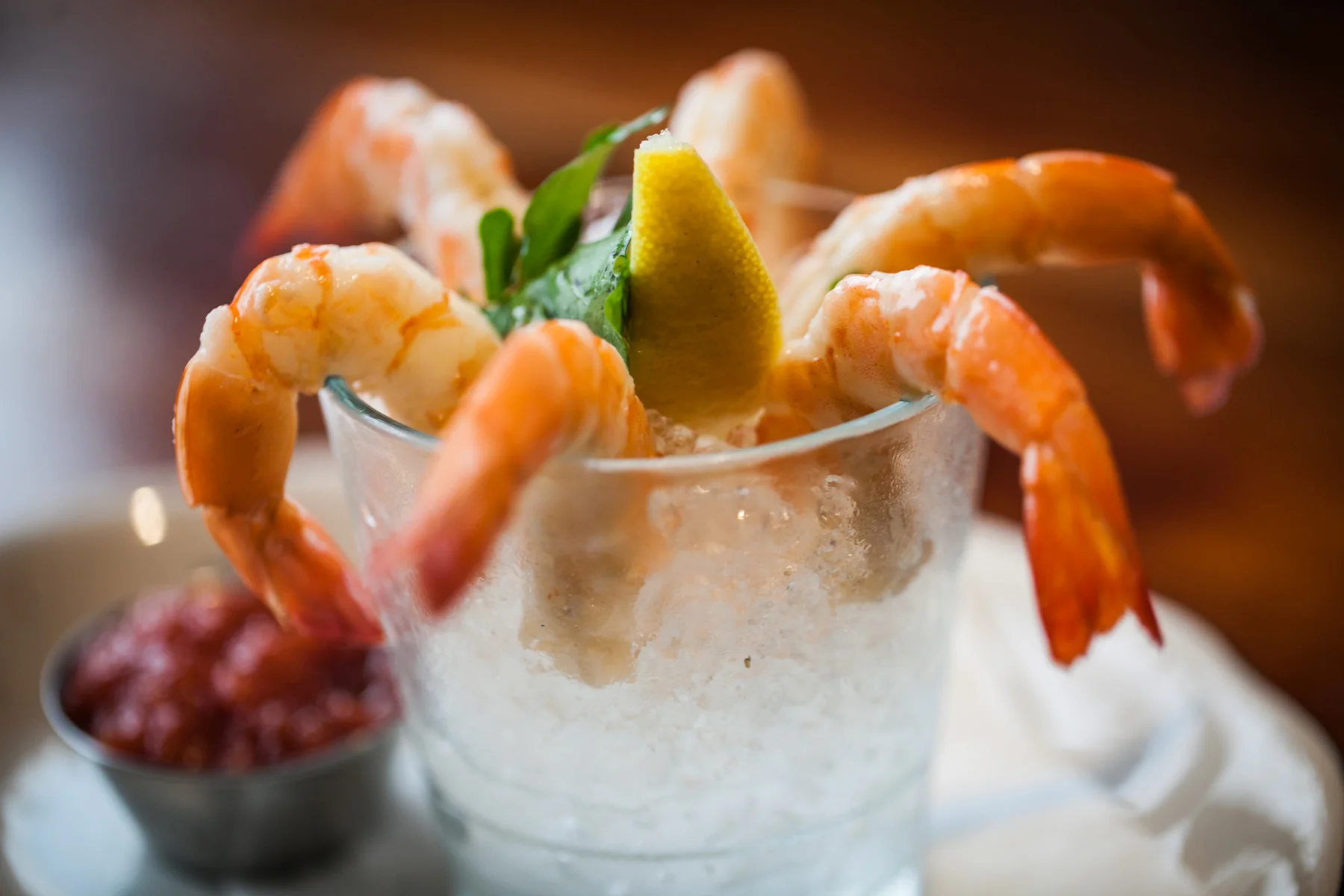 Jumbo shrimp cocktail on ice